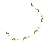 Alipis Guirnalda de Papel con Estrellas y Luna Azul para Decoración Colgante Bodas Fiestas Infantiles y Habitaciones Diseño Boho Fácil de Instalar y Ambiente Mágico