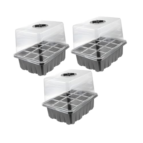 DIKACA 3 Cajas Bandeja de plántulas Plantas Ampliable diluvio cúpula aumentó Solar bandejas para semilleros maceteros Suministros de jardinería Bandeja de plantación de Invernadero Black