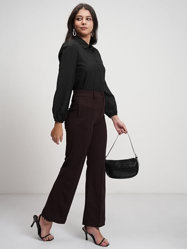 Image of Tokyo Talkies Women Straight Fit High-Rise Parallel Trousers | Women Trousers