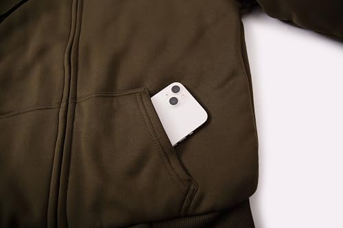 Image of TanBridge Plaid Flannel Hoodie Sherpa Fleece Lined Shirt Jacket Cotton Hoodies Zip Up Winter Warm Coat