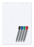 Conipa 5er Set Flipchart Blöcke 68x99 cm kariert/blanko 80 g/qm Inh.5 Blöcke à 20 Blatt | Einzeln oder mit Flipchartmarkern im Sparset (Mit 4 Flipchartmarker Rundspitze)