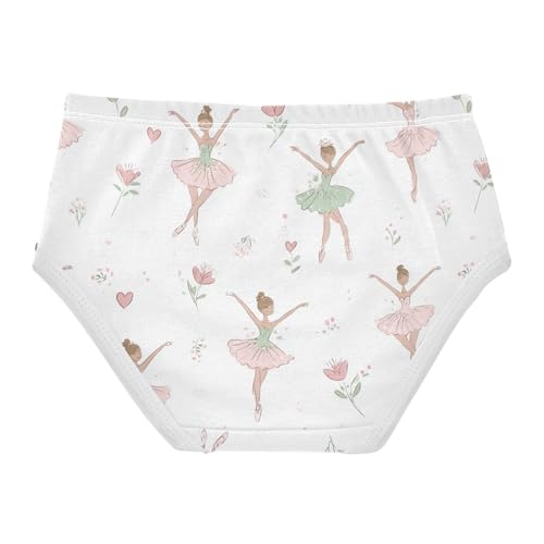 Wusikd Cartoon Ballerina Girls' Underwear Cotton Pink Green Girls Briefs Soft Toddler Underwear 2T2