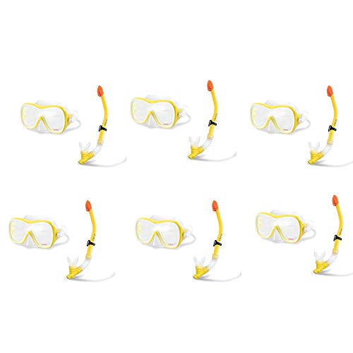Intex Wave Rider Hypoallergenic Latex Free Mask & Easy Flow Snorkel Set (6 Pack) #TOP5