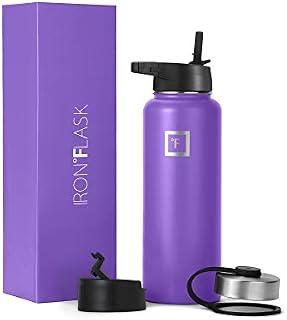 Iron Flask Sports Water Bottle - 14 Oz, 3 Lids (Straw Lid), Vacuum