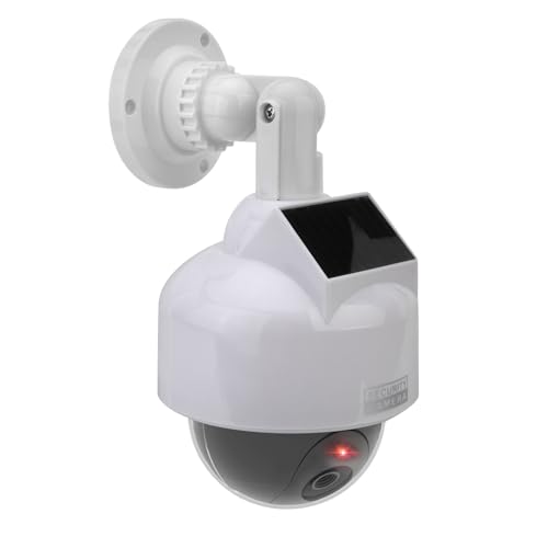 Dummy Fake Security CCTV Dome Camera, Solar Powered Simulated Surveillance Cameras with Flashing Red...