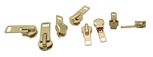 Zipper Repair Kit Solution Ykk 8 Sets Auto Lock Sliders Assorted 2 Of #5, 2 Of #7 , 2 Of #8 And 2 Of #10 Included Top & Bottom Stops - Made In Usa (Ykk Brass Auto Lock Sliders) #TOP1