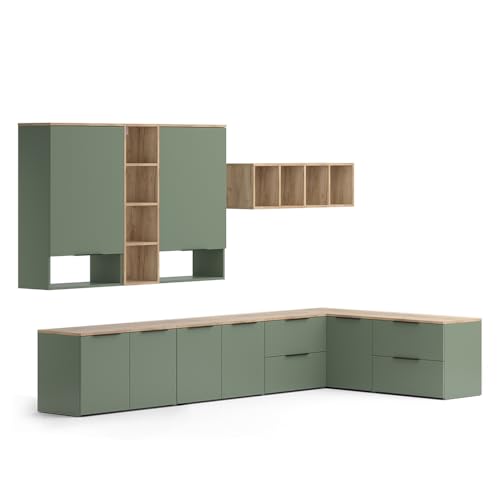 Vicco Wohnwand Wido, Grün, 9 Teile