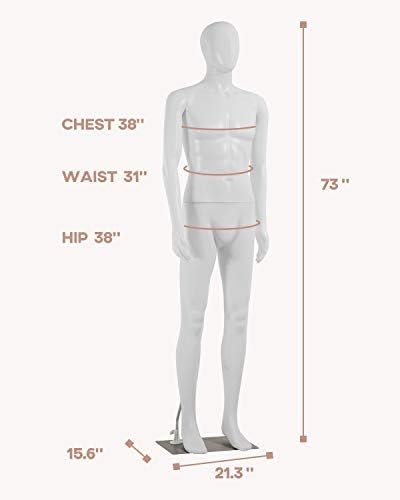 Miniatura 8 de Maniquí masculino de 73 pulgadas de cuerpo completo, forma de maniquí de costura, ajustable, soporte de maniquí realista, cabeza de exhibición,