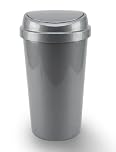 ORGANIZED 60L Touch Top Bin, Large Plastic Kitchen Waste Bin with Push Lid, for Home, Office & Utility Room (Silver)