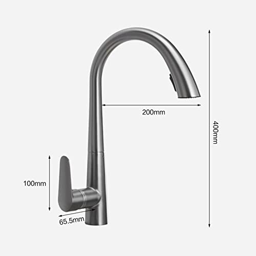 Robinet de cuisine avec douchette en laiton massif gris - 4
