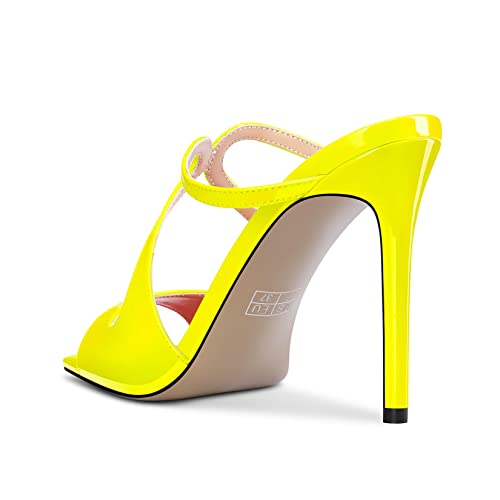 Heuivzar Women Stiletto High Heel Peep Open Toe Sandals Slingback Slip-On Party Dress 3.9 Inches Heels Yellow 6 M Us #TOP4