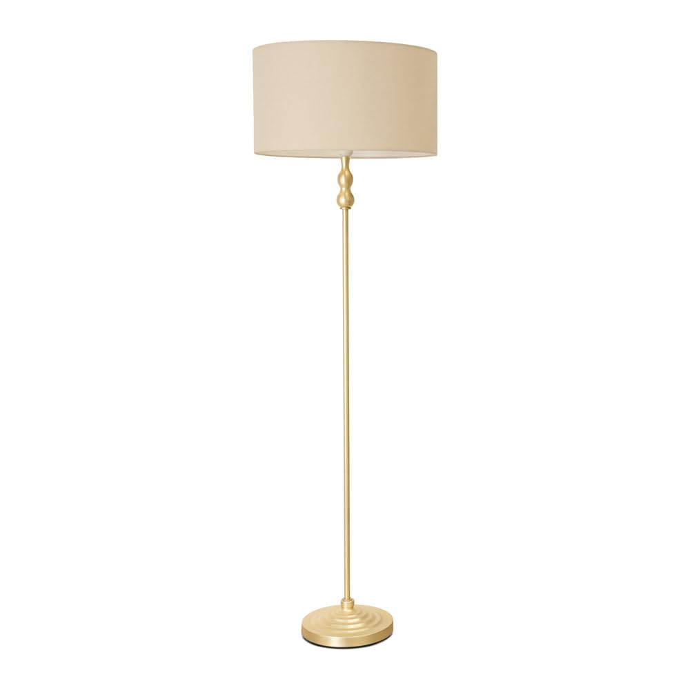 Valuelights Maggie Gold Metal Candlestick Floor Lamp With Natural Fabric Lamp Shade from B&Q