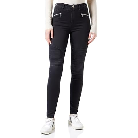 ONLY Women's Black Skinny Fit Biker Jeans Cover