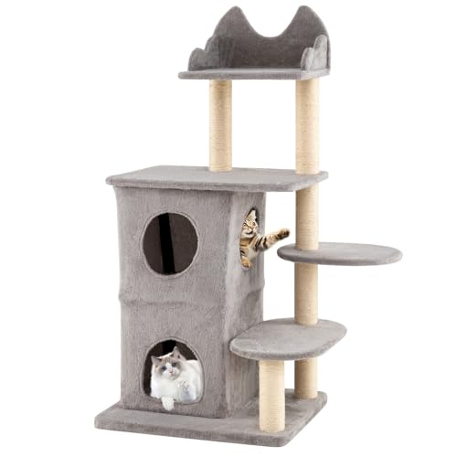 Árbol para gatos de 48.5 pulgadas con múltiples niveles y postes rascadores miniatura 1
