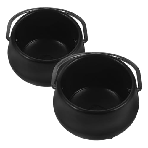 Gadpiparty Mini Black Cauldron 2Pcs Set Halloween Dollhouse Accessories Tiny Hanging Pot for Witch-Themed Micro Landscape Decor