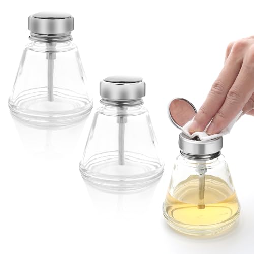 3 Pcs 6 Oz/150ml Alcohol Bottle Pump Dispenser with Metal Clamshell Clear Pump Dispenser Bottle, Push Down Pump Dispenser Refillable Alcohol Pump Dispenser Bottle for Makeup Remover
