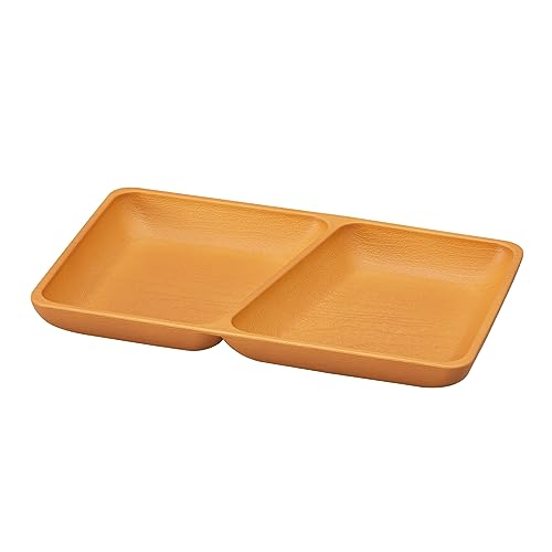 山中漆器 プレート 皿 角仕切りプレート 約24×15cm 電子レンジ 食洗機対応 抗菌加工 ナチュラル 日本製 K17759-6