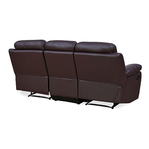 Image of Torque - Weston 3 Seater Leatherette Manual Recliner | Recliner Sofa /Chair for Living Room, Bedroom, Office (Brown) | 1 Year Warranty