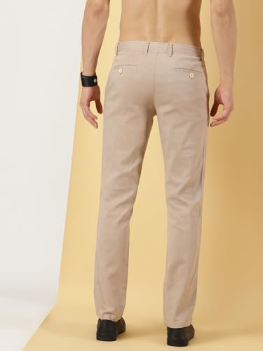 Image of Thomas Scott Men's | Solid | Light Weight | Breathable Fabric | Elasticated Waist | Mid Rise | Regular Fit | Cotton Blend | Button with Drawstring | Chino Trouser | Pants