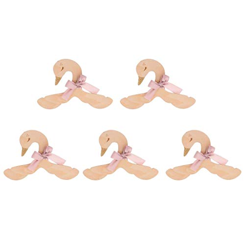 POFET Percha de Ropa para niños de 5 Piezas   Percha de Madera con Forma de Cisne Percha de Gancho de Madera con Bowknot para bebés y niños Perchas para Cuarto de niños Adornos para el hogar