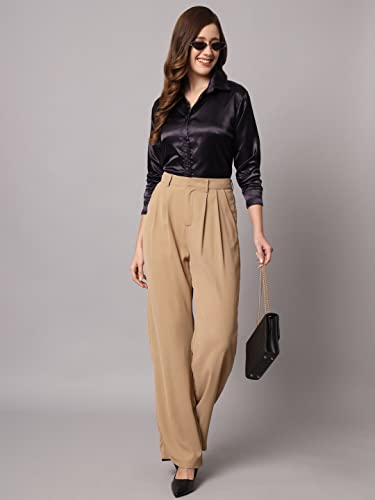 Image of FUNDAY FASHION Women Solid Formal Satin Regular Fit Shirt
