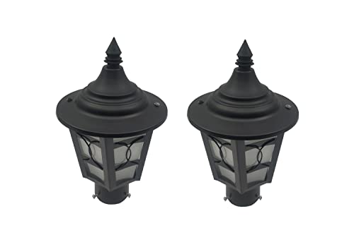 Image of SINOMAN Outdoor Post Lantern Gate Light Black Pillar Lamp Garden Light with Clear Glass Weatherproof Fixture for Pathway Front Entrance Patio or Walkway (Without Bulb)