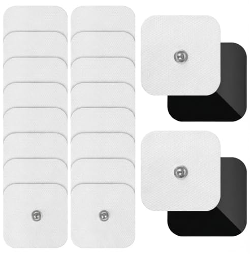 5x5 cm Parches TENS Electrodos Botón de 3,5 mm, (Set de 16) Adhesivos Reutilizables Electrodos Electroestimulador Parches para TENS y EMS