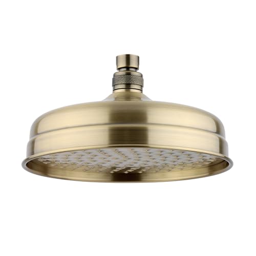 ENKI Pomme de douche large rond style traditionnel laiton bronze antique