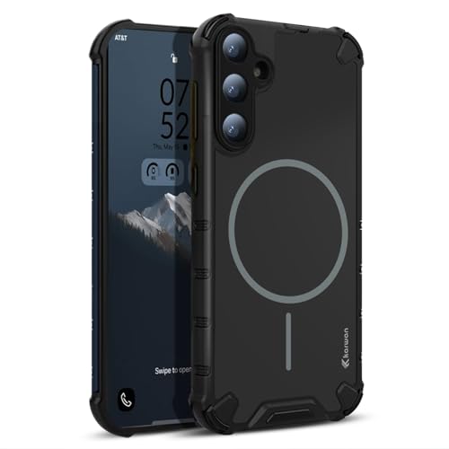 KARWAN Tough Shockproof Back Case Cover Compatible with Samsung A56 Dual Layer Armor Protection with Matt Finish,Edge Guard Bumper Heavy Duty Cover with Magnetic MagEase Wireless Charging (Black)