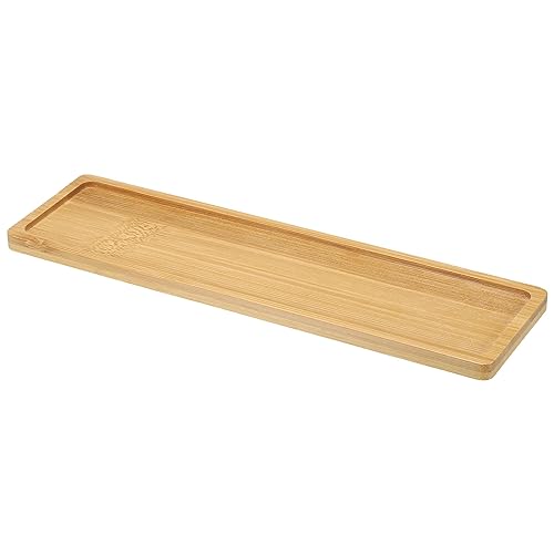 PATIKIL Bamboo Wood Saucer, 10.5x3 Inch Rectangle Wooden Plant Drainage Tray Bonsai Plants Saucer Succulent Pot for Home Balcony Patio