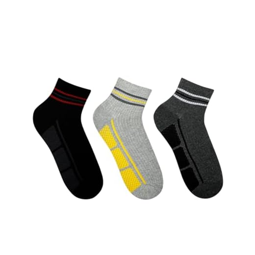 Balenzia Men's Cushioned High Ankle Sports Socks- Black, L.Grey, D.Grey(Pack of 3)