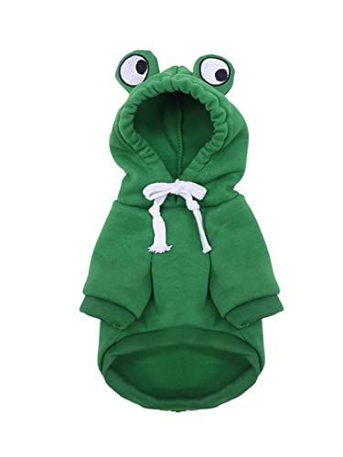 Stronrive Hunde Hoodie, Niedlicher Form Pullover, Hundekostüme Für Haustiere, Lustiger Halloween Kleiner Hundefrosch Kostü, Jacke Mantel, Warmer Polyester Winter Grün Hundekleidung (S//L/XL)