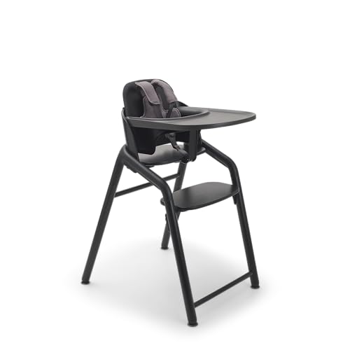 Image of Bugaboo Giraffe Wooden Baby High Chair Adjustable Ergonomic Design | 1-second adjustment, easy clean design, FSC beechwood, bioplastic, newborn set compatible, Black