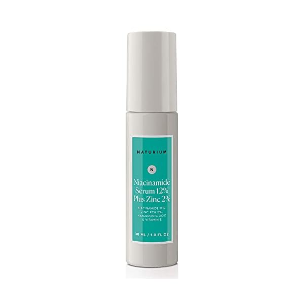 Naturium Niacinamide Face Serum 12% Plus Zinc 2%, Skin Complexion Treatment & Pore Minimizer, with Hyaluronic Acid & Vitamin E, 1 oz