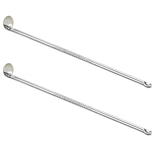 2Pcs Stainless Steel Tobacco Pipe Tamper Press Stick Tool 2 in 1 Tobacco Pipe Press Bar and Spoon Smoking Pipe Tobacco Filling and Cleaning Tools Tamper Tool Accessories, Silver