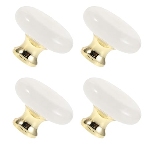 BUGUUYO 4個天然原石クリスタルキャビネットノブ オーバル形状 引き出し用ドアハンドル ヴィンテージスル キッチン収納 ワードローブ家具用