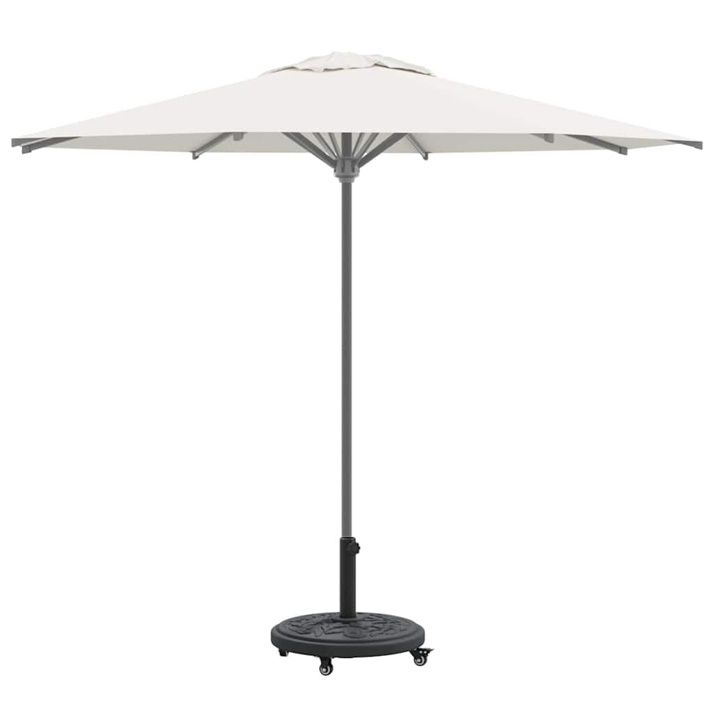 Supporto per ombrellone Art Deco nero in ferro con imbottitura in cemento, Ø 45 x 39,5 cm, 4 ruote arrotolabili con freni, supporto per ombrellone da mercato, terrazza, giardino