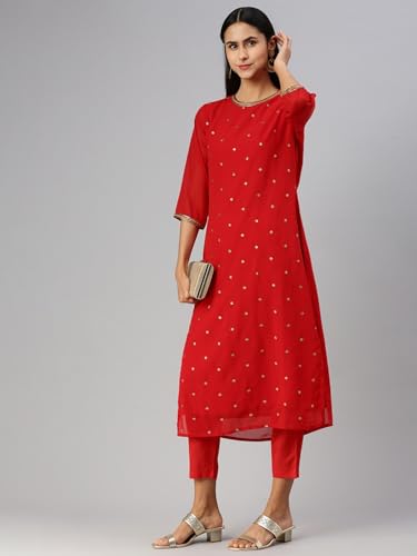 Image of Hritika Red Faux Georgette Sequin Pattern (HRKB0070RED XXL)