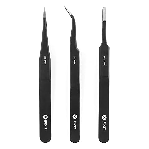 iFixit Precision Tweezers Set - Extra Fine, Angled, Blunt Tips for Electronics, Hobby, Industrial, Professional, Craft Cover