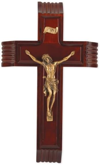 10" Dark Cherry Sick Call Cross with a Museum Gold Finish Corpus