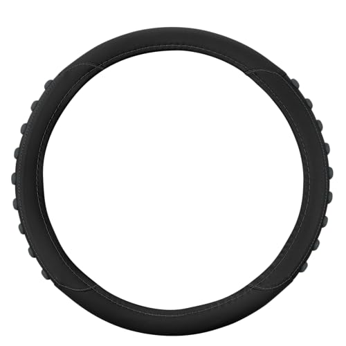 Image of Motor Trend FlexGrip Steering Wheel Cover for Cars - Standard 15 inch Car Steering Wheel Cover, Black and Charcoal Gray Steering Wheel Protector for Auto Truck Van SUV