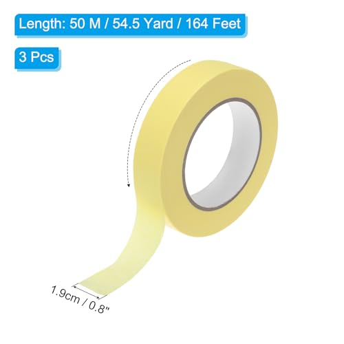 Image of PATIKIL Masking Tape 0.8 Inch x 55 Yard, 3 Roll General Purpose Adhesive Painting Tape Painters Tape for Arts Crafts Label, Yellow
