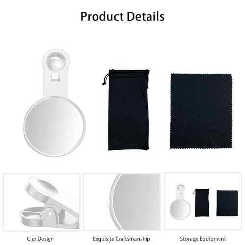 Image of 1 PCS Phone Vlog Selfie Monitor Screen, Selfie Mirror for Back Camera, Adjustable Makeup Tool for Travel, Clip On Mirror for Phone (White)