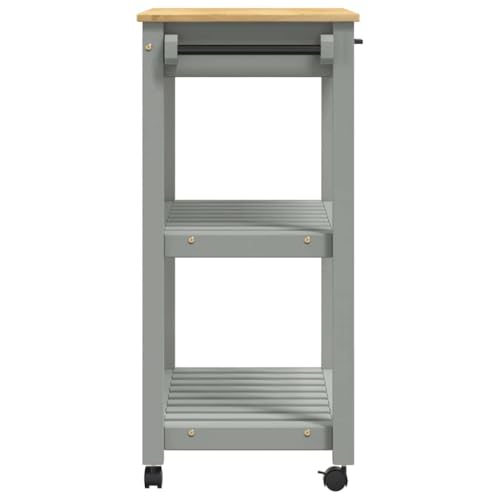 Carrito de cocina de madera maciza Mangloder Monza con 3 estantes y cajón 7