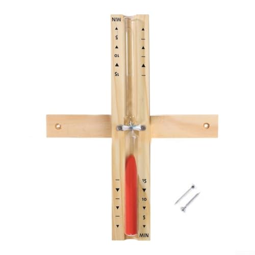Besttoolifes Sablier de sauna de 15 minutes, horloge de sable en bois de 15 minutes, montre de sable rotative, verre résistant à l'ouïe pour sauna et salle de spa (rouge)