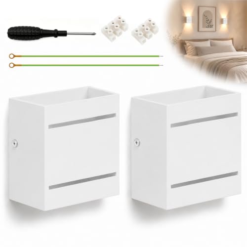 YnewL 2 Apliques Pared Blanco, Aplique de Pared LED, Luz Cálida Lampara Pared Diseño de Ranura de Luz Doble Adecuado para Adecuado para Salón, Dormitorio, Pasillo, Escalera