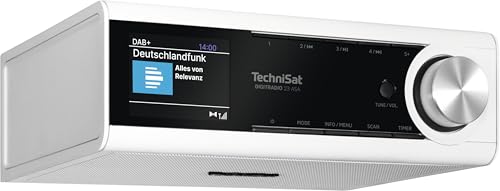 TechniSat DIGITRADIO 23 ASA – Küchen Unterbauradio mit Automatic Safety Alert (ASA, DAB Küchenradio, UKW, dimmbares TFT Farbdisplay, Bluetooth Audiostreaming, 2 Watt) weiß
