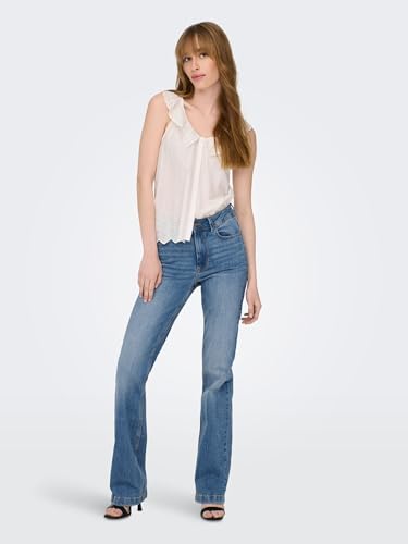 Image of ONLY Womens Relaxed Fit 5 Pocket Heavy Wash Jeans
