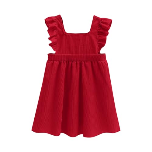 Girls Sleeveless Corduroy Spring Dress Kids Casual Square Neck Ruffle Loose Suspender Tank Dresses 2-10 Years