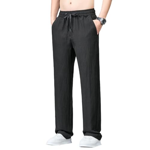 Pantalon en lin pour homme avec taille élastique coupe droite